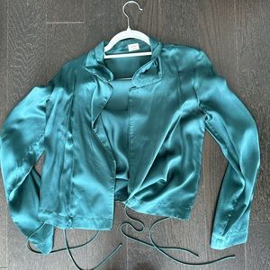 Silk Wilfred shirt turquoise
